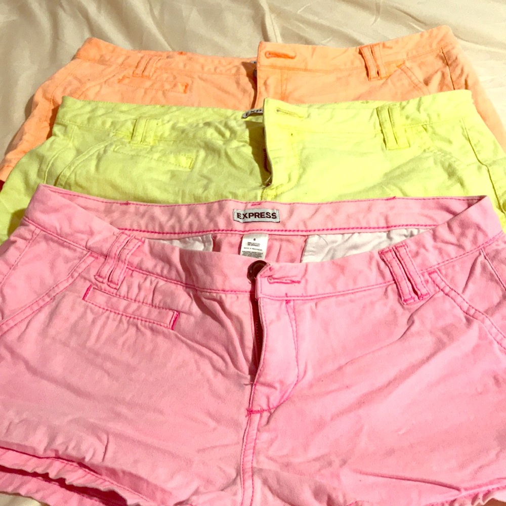 3 neon Express mini shorts